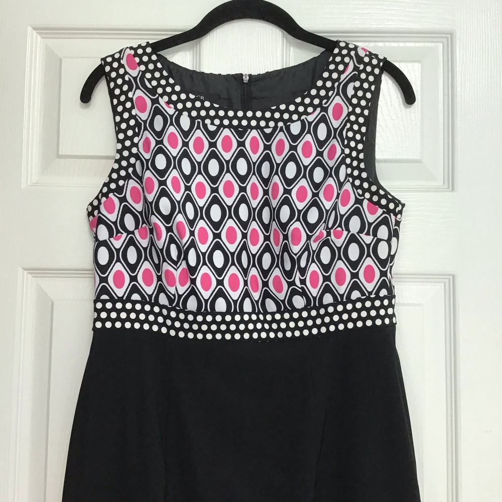 AGB Sleeveless Polka Dot Pink Black women’s Dress size 6